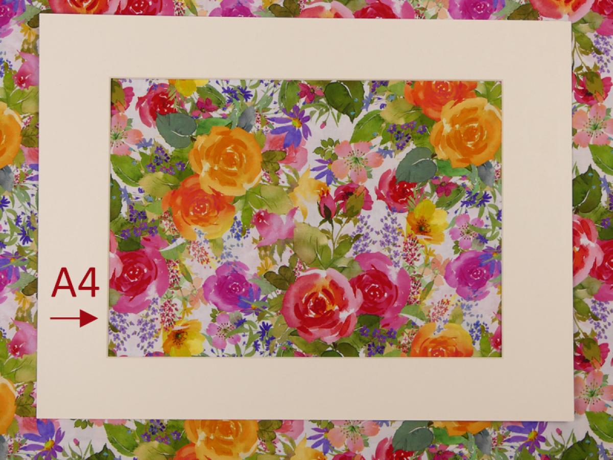 Patchworkstoff Clothworks Flowershop Rosen rot orange bunt A4 Ausschnitt